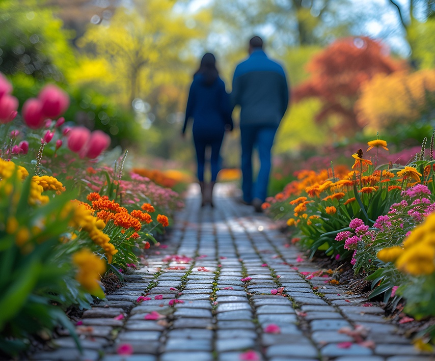 Teamwork Join Hands Support Together Concept. Sports People Join walking flowered path